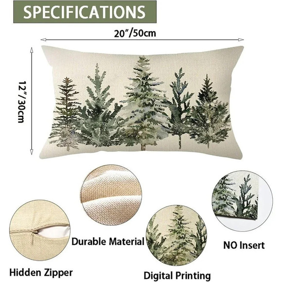 Christmas Winter Trees  Lumbar Throw Pillow Cover Decoration for Sofa Couch - Picture 7 of 7